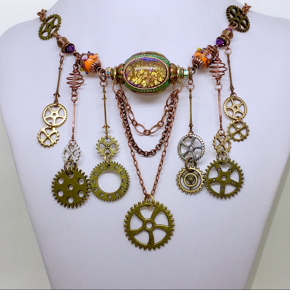 Steampunk necklace. Original design. Handmade.